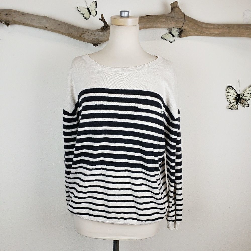 Everly cream and black striped sweater
